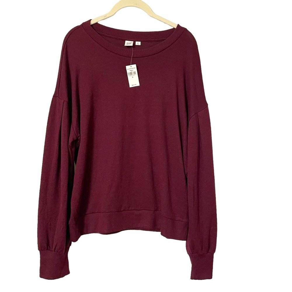 Gap Burgundy Balloon Sleeve Lightweight Sweater Size Medium NWT